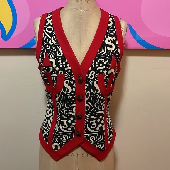 Moschino Cheap & Chic Red black Dollar Sign Vest - Picture 2 of 15